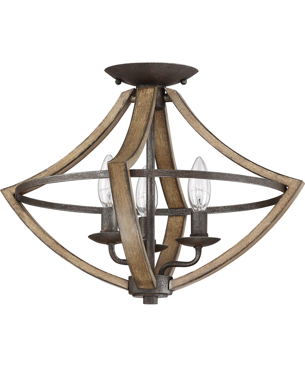 Shire 3-light Flush Mount Rustic Black - Image 3