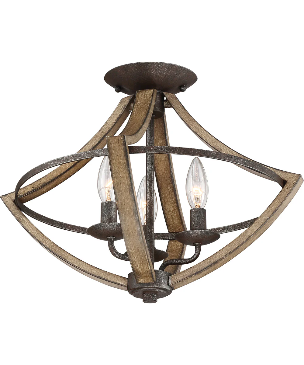 Shire 3-light Flush Mount Rustic Black - Image 4