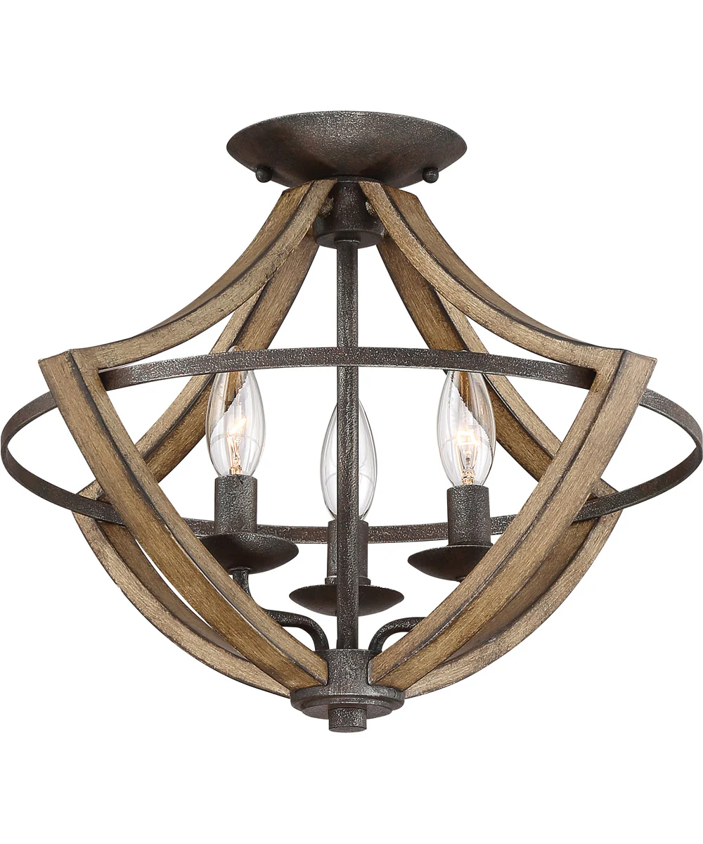 Shire 3-light Flush Mount Rustic Black - Image 5