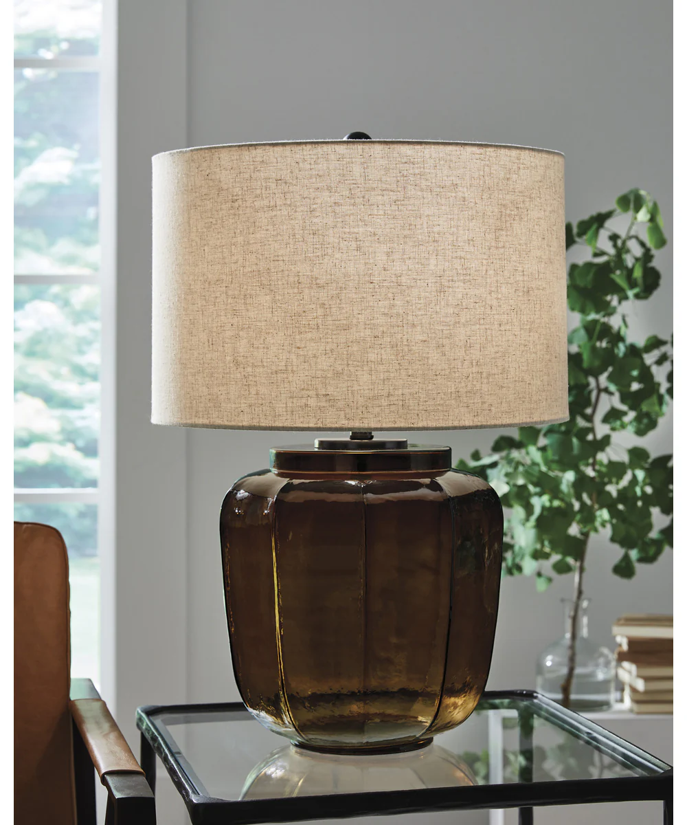 Bainmore Glass Table Lamp Amber - Image 2