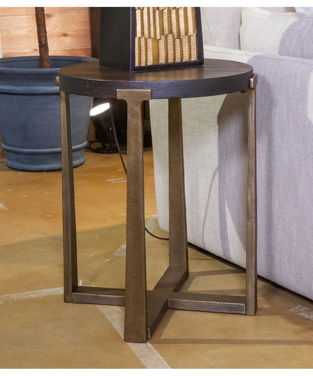 Balintmore Round End Table Brown/Gold