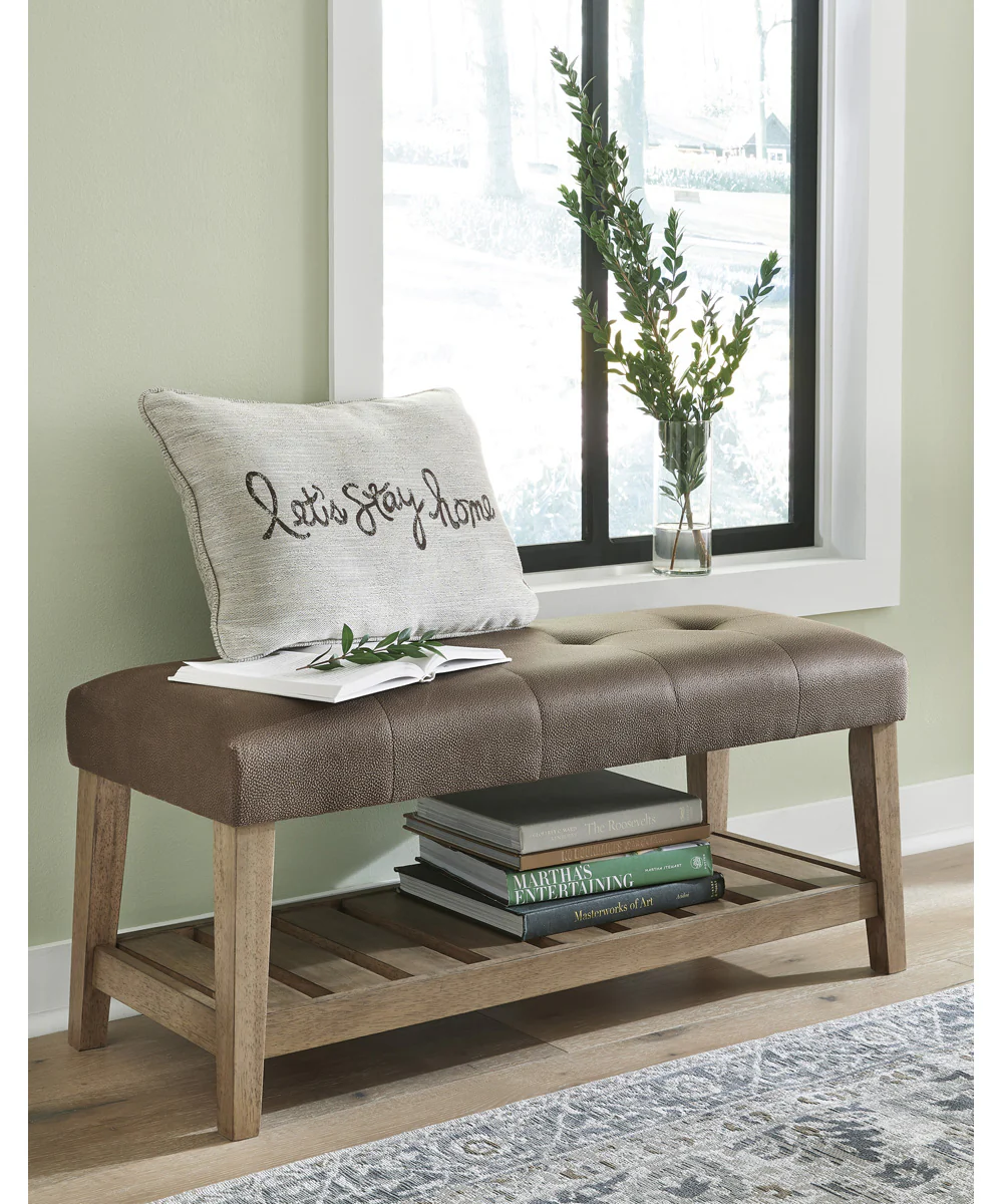 Cabellero Upholstered Accent Bench Brown