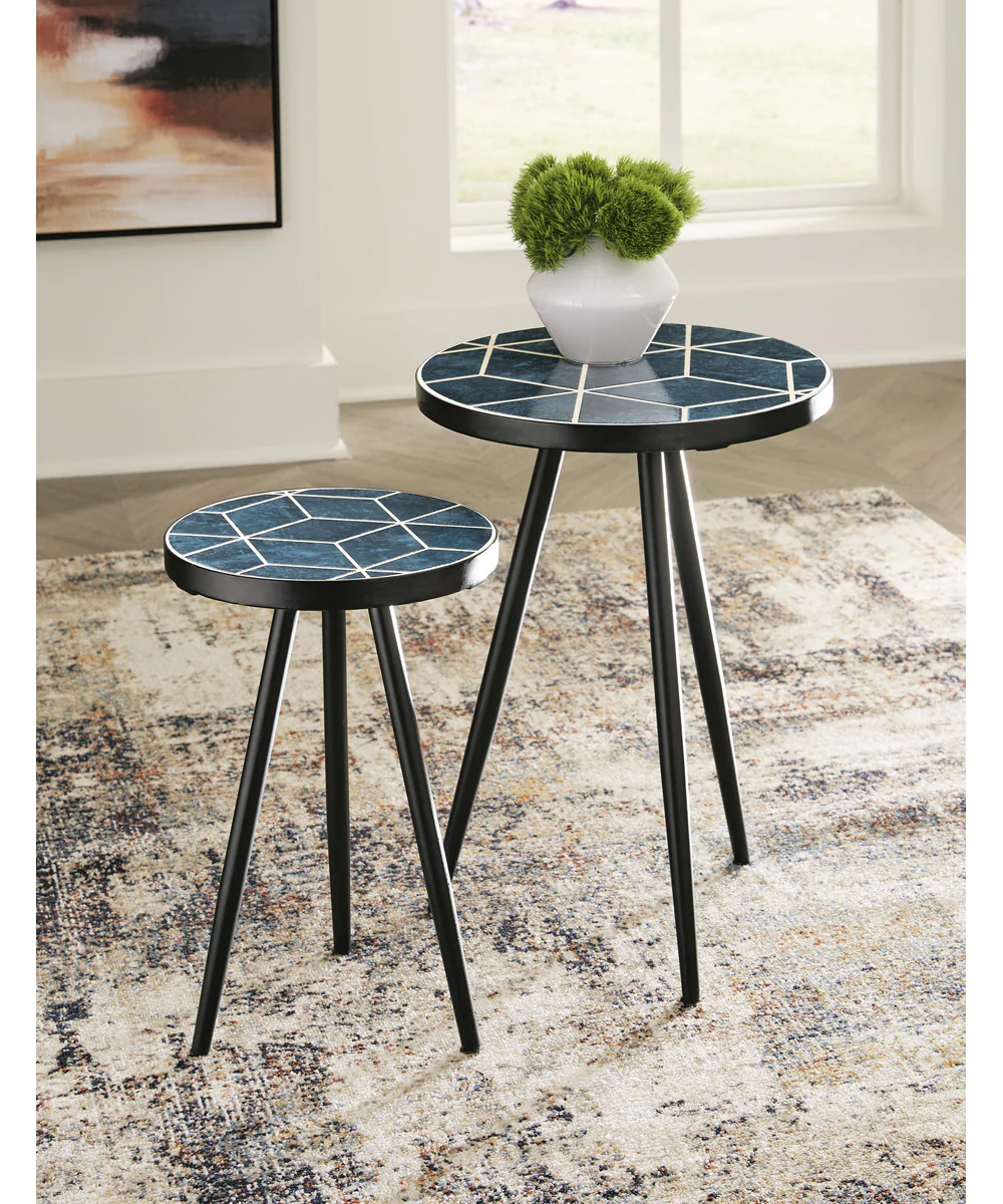 Clairbelle Accent Table Set of 2 Teal - Image 2