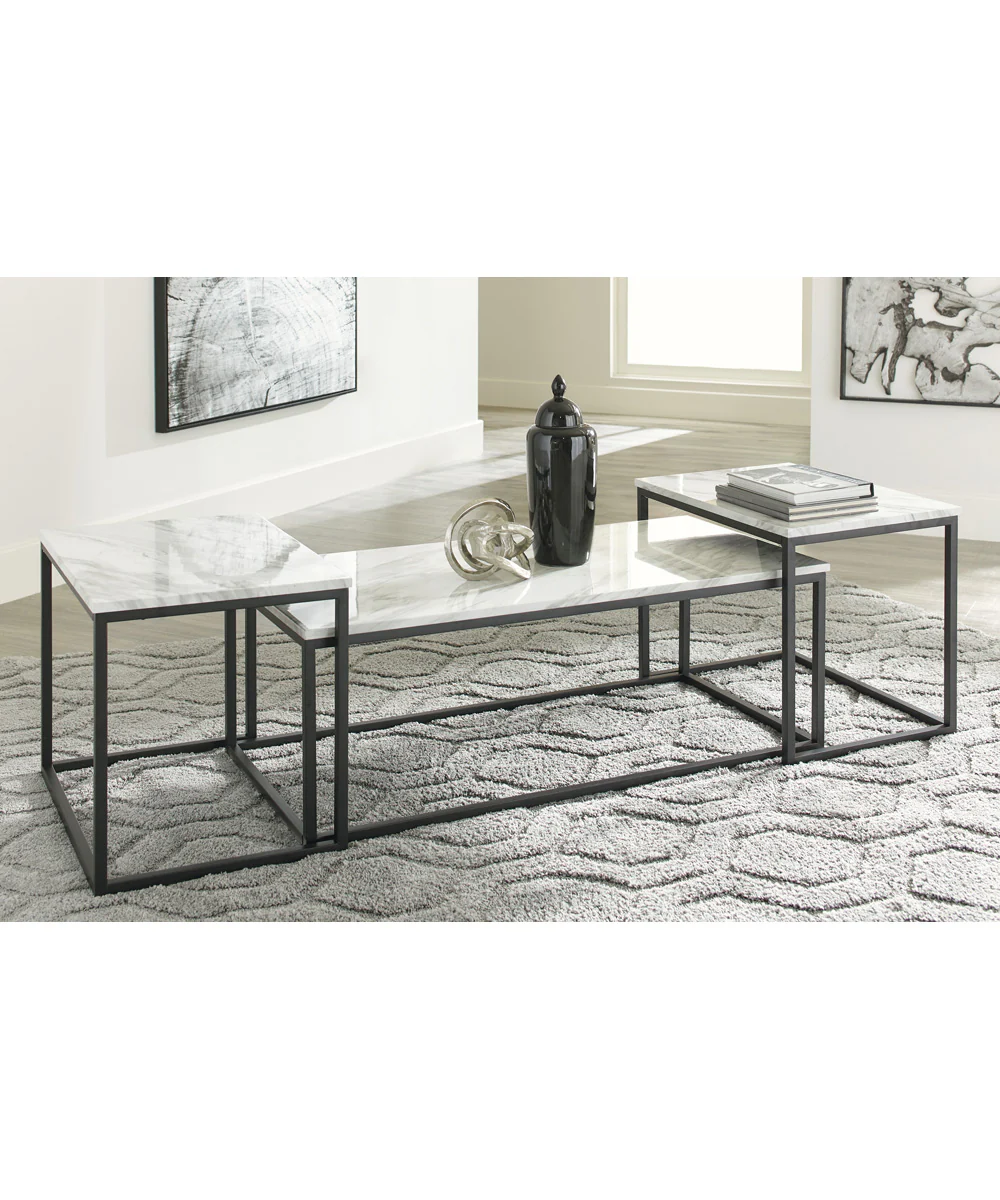 Donnesta Occasional Table Set Set of 3 Gray/Black - Image 2