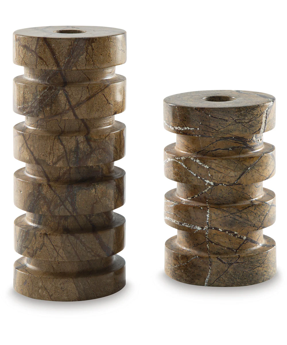 Emsleyfield Candle Holder Set Set of 2 Tan