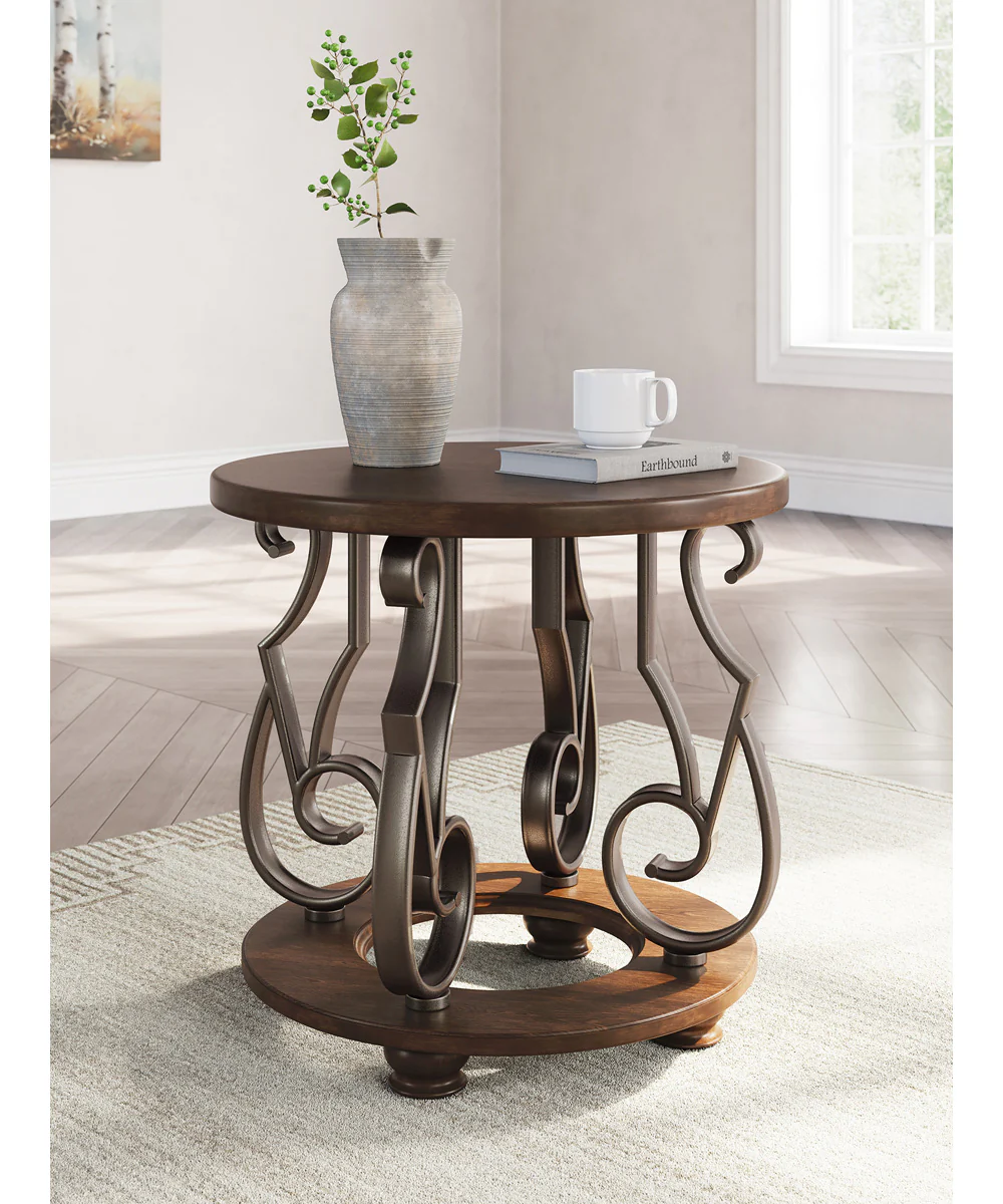 Frallyn Round End Table Dark Brown - Image 2