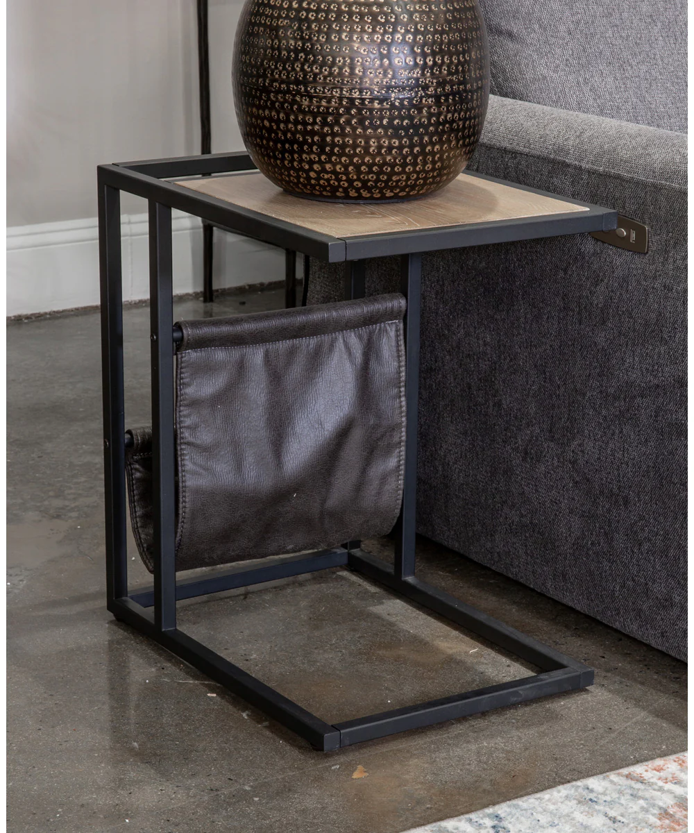 Freslowe Chair Side End Table Light Brown/Black