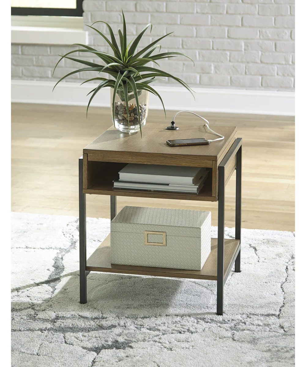 Fridley Rectangular End Table Brown/Black