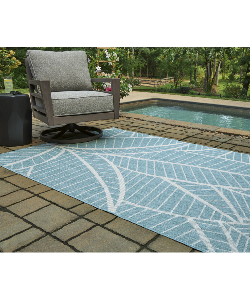 Hulsia Medium Rug Ivory/Aqua - Image 2