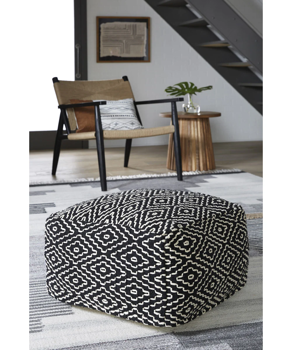 Jasett Pouf Black/Ivory - Image 2