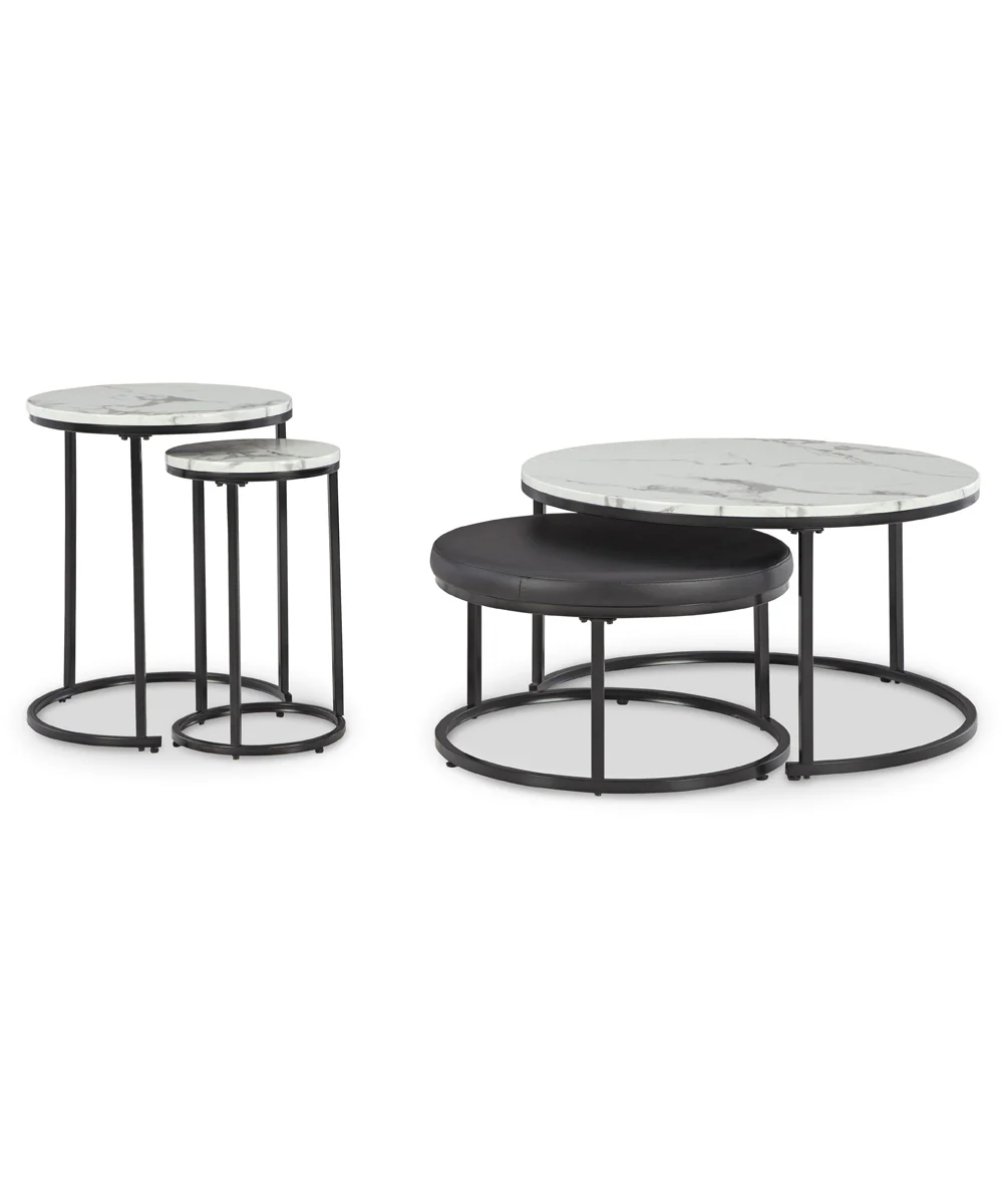 Jusmour Occasional Nesting TBL Set of 4 Black/White