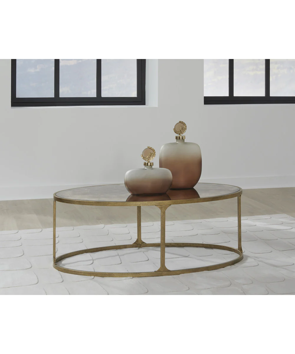 Korajane Oval Cocktail Table Antique Gold - Image 2
