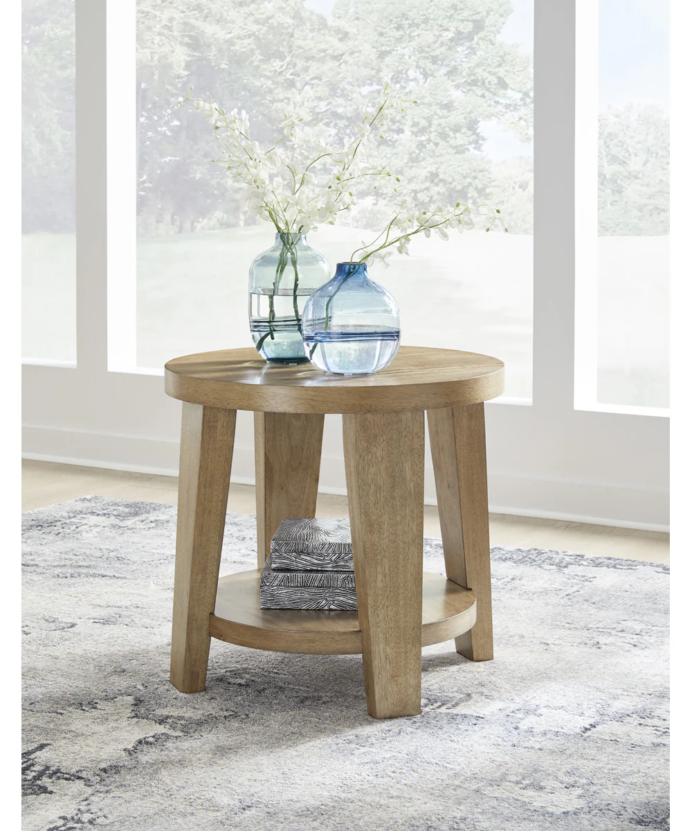 Kristiland Round End Table Light Brown - Image 2