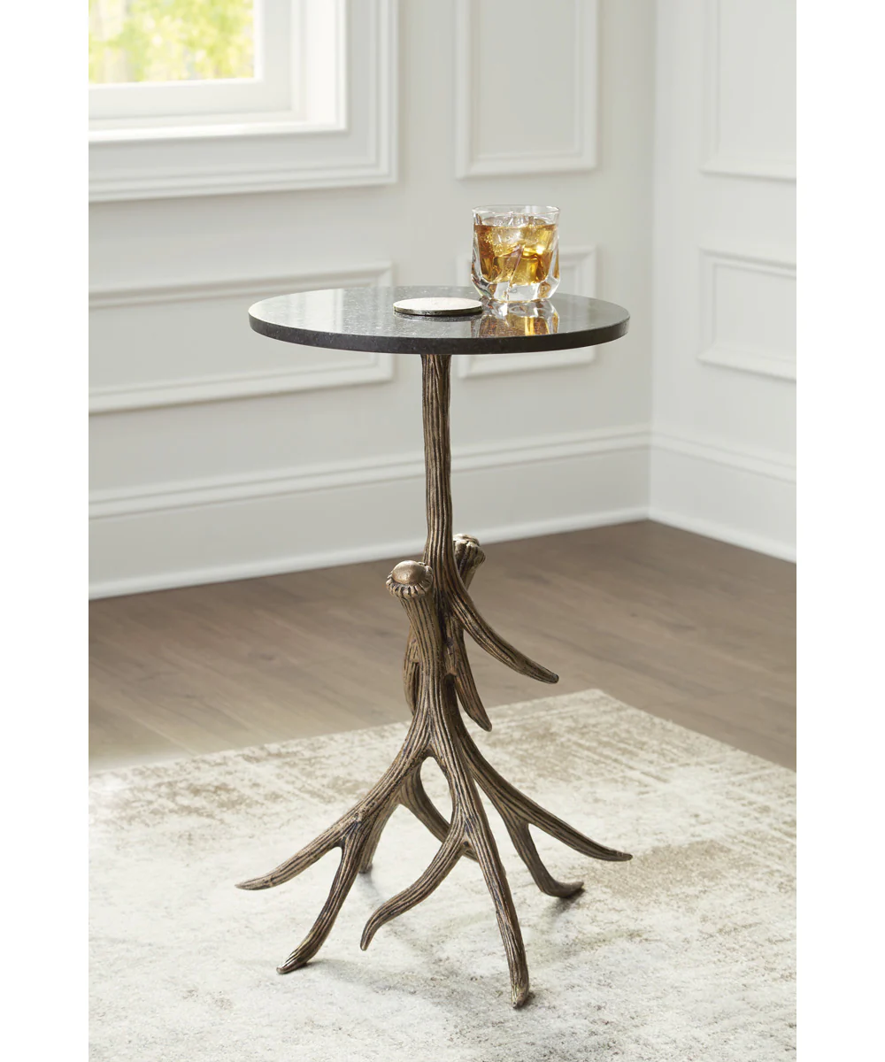 Lemkins Accent Table Black/Antique Gold - Image 2