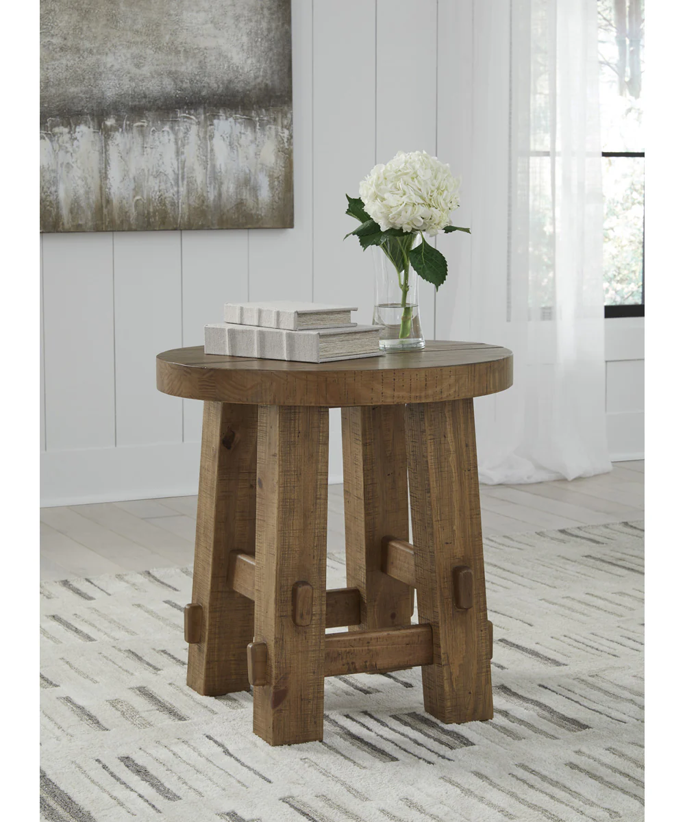Mackifeld Round End Table Warm Brown - Image 2