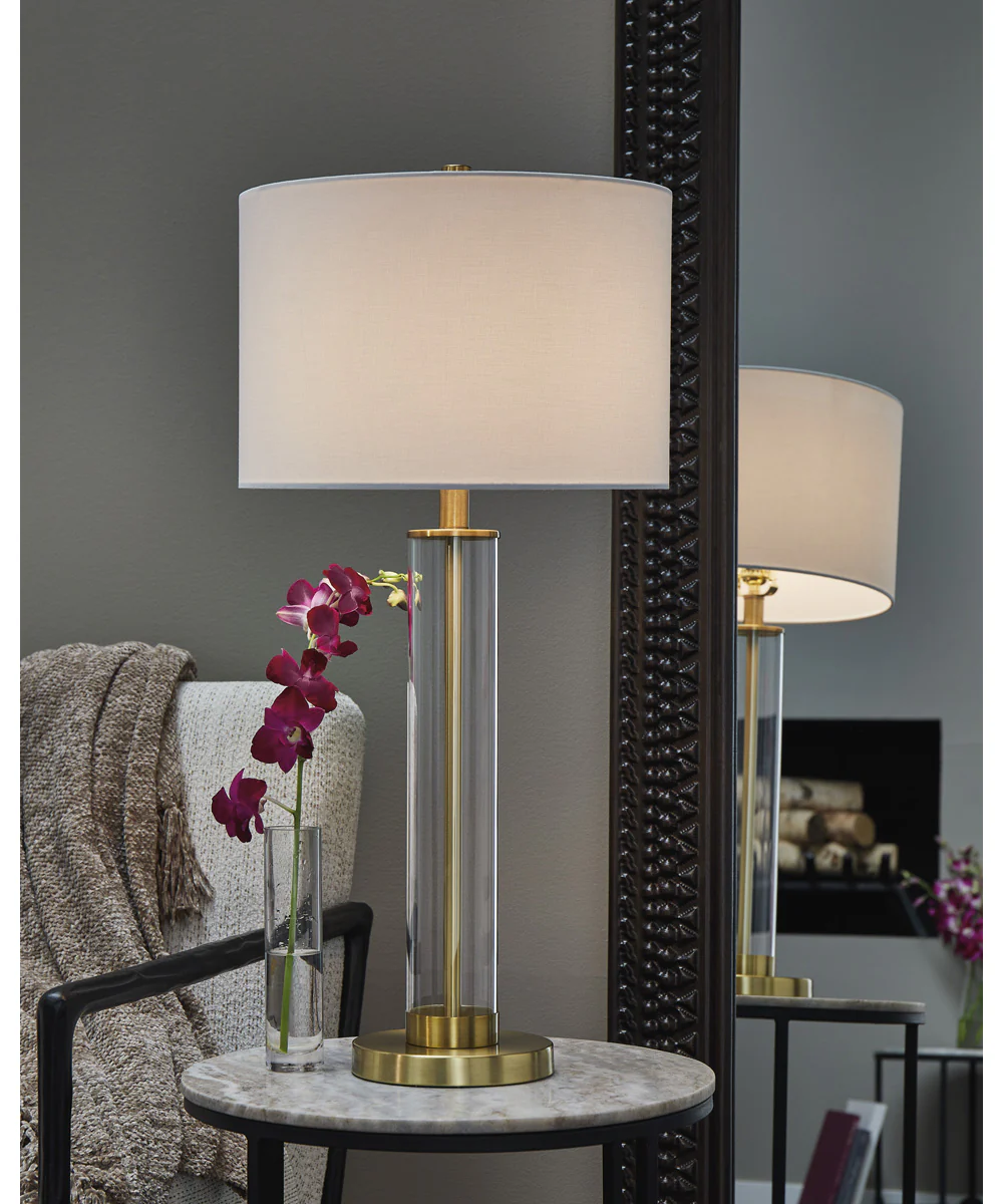 Orenman Glass Table Lamp Set of 2 Clear/Brass - Image 2