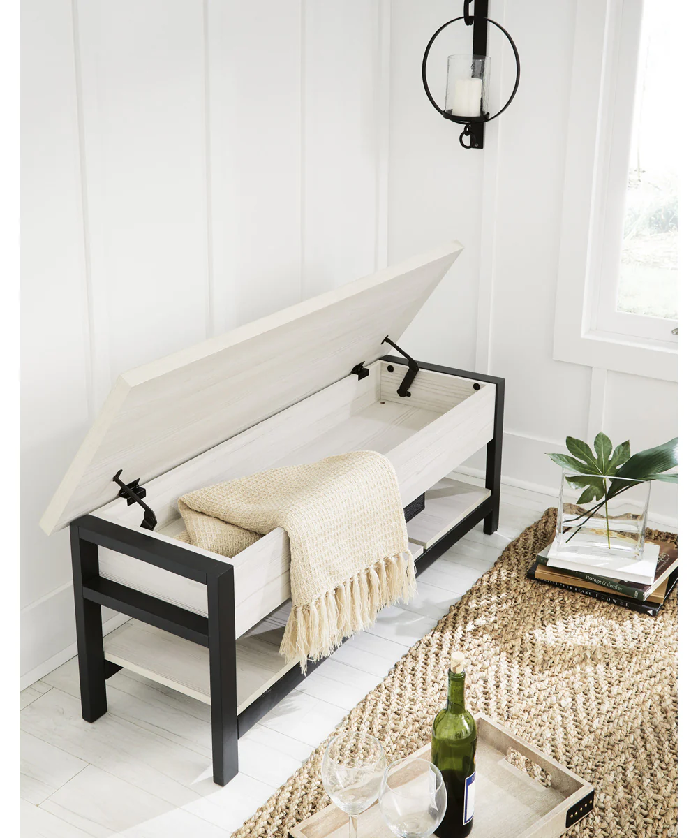 Rhyson Storage Bench White - Image 2
