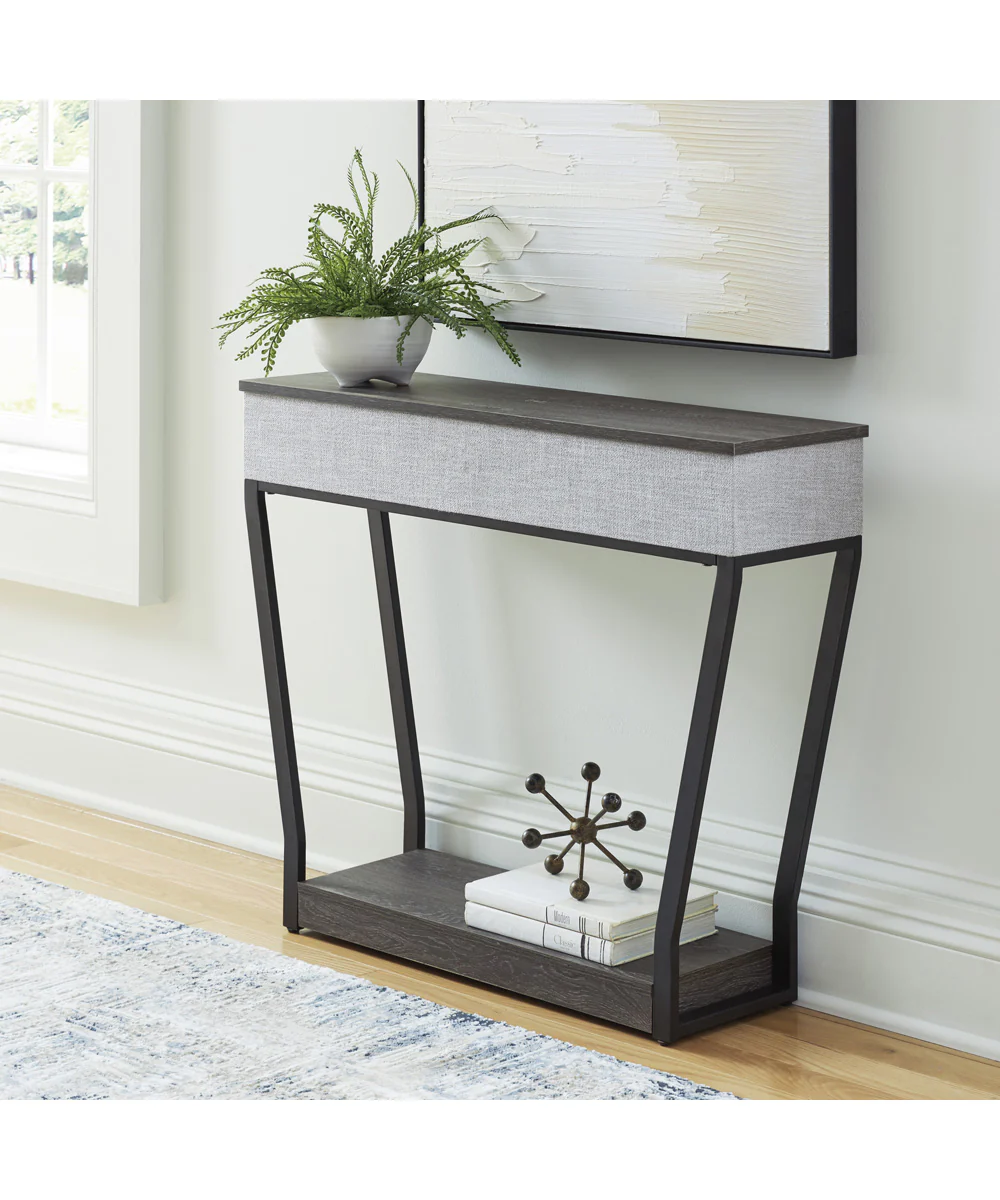 Sethlen Console Sofa Table w/Speaker Gray/Black - Image 2