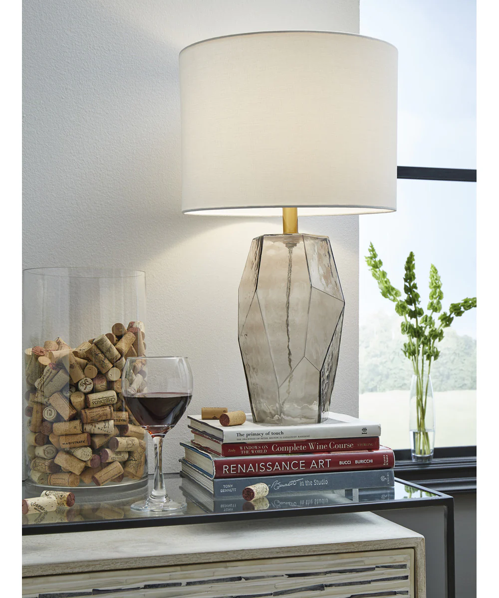 Taylow Glass Table Lamp Gray - Image 2