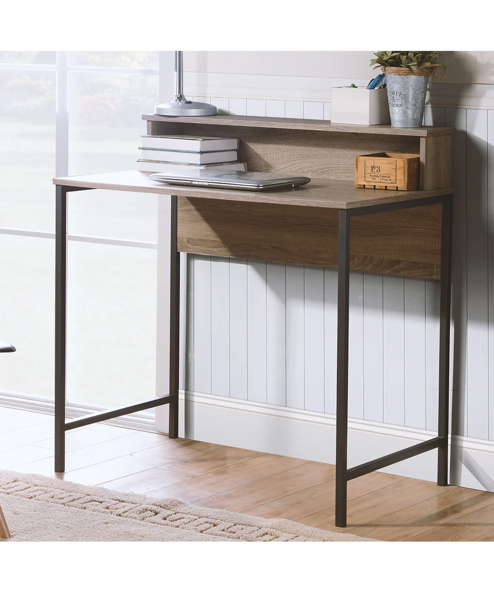 Titania Home Office Small Desk Light Brown/Gunmetal