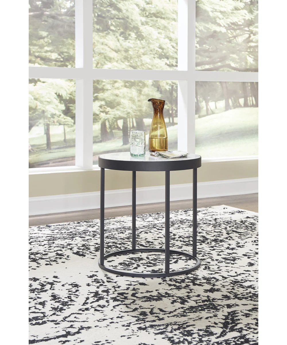 Windron Round End Table Black/White