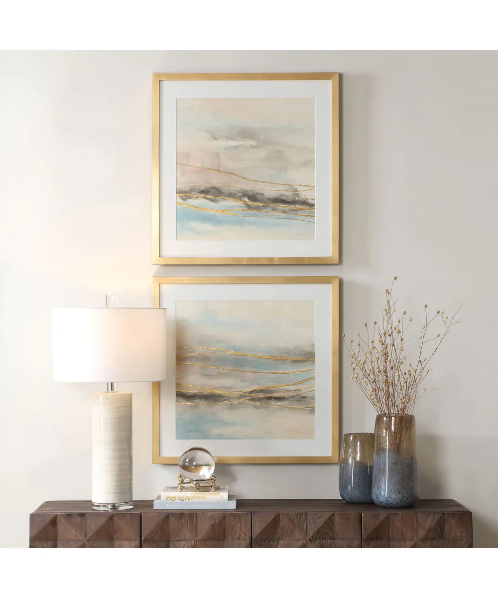 So Golden Abstract Landscape Prints Set of 2 - Image 2