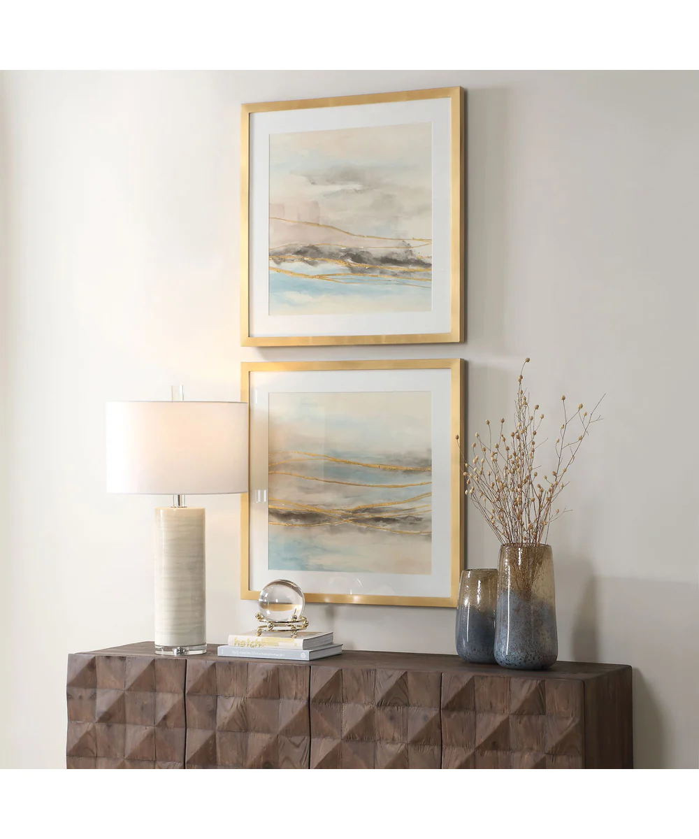 So Golden Abstract Landscape Prints Set of 2 - Image 3