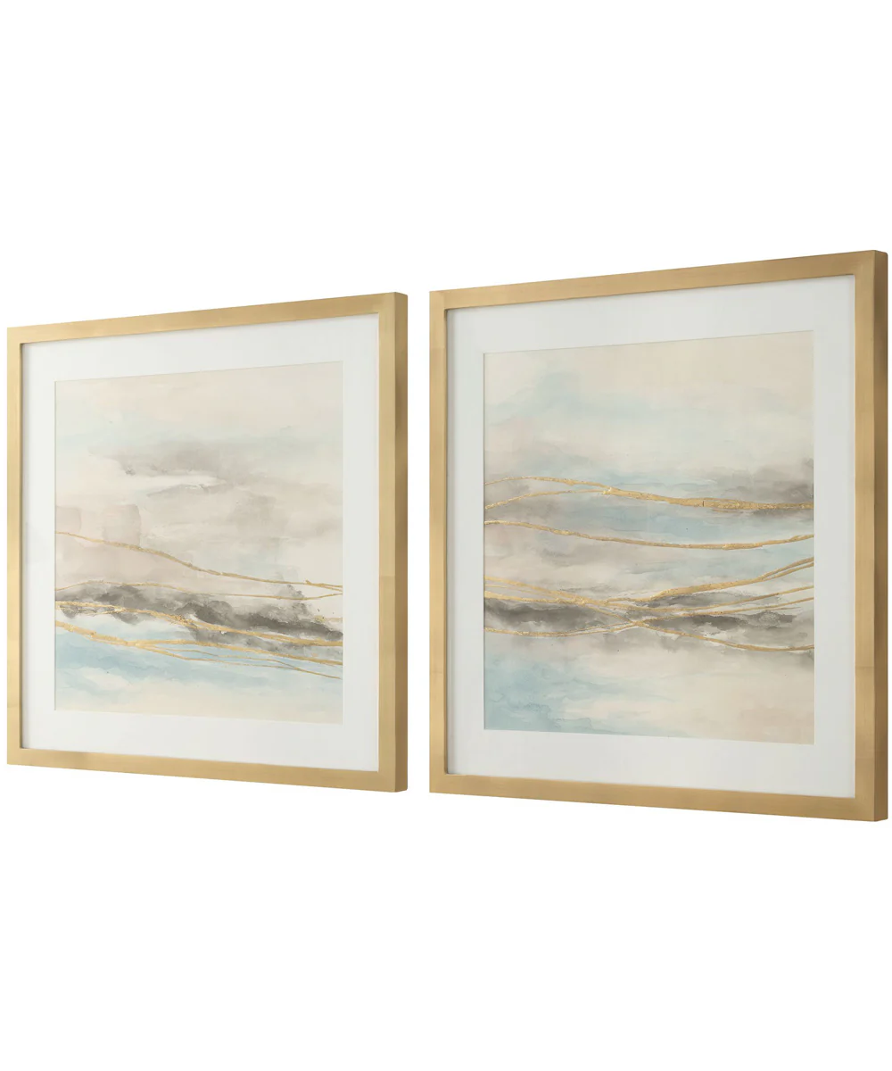 So Golden Abstract Landscape Prints Set of 2 - Image 4