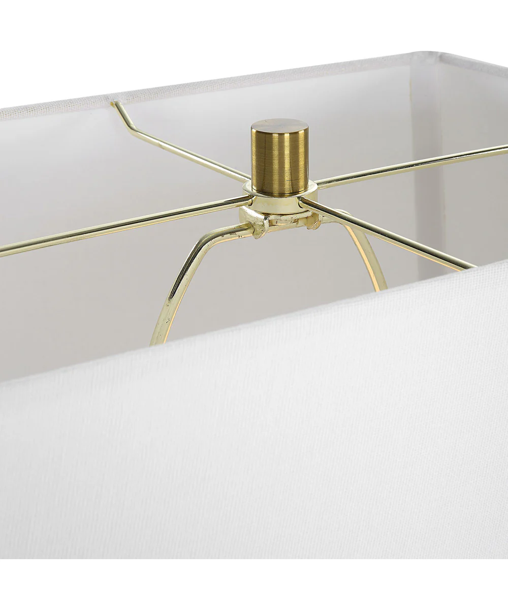 Square Ceramic Table Lamp with Diamond Knobs and White Linen - Image 7