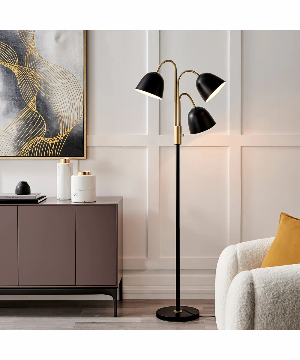 Stark 3-Light 3-Light Floor Lamp Antique Brass/Black - Image 3