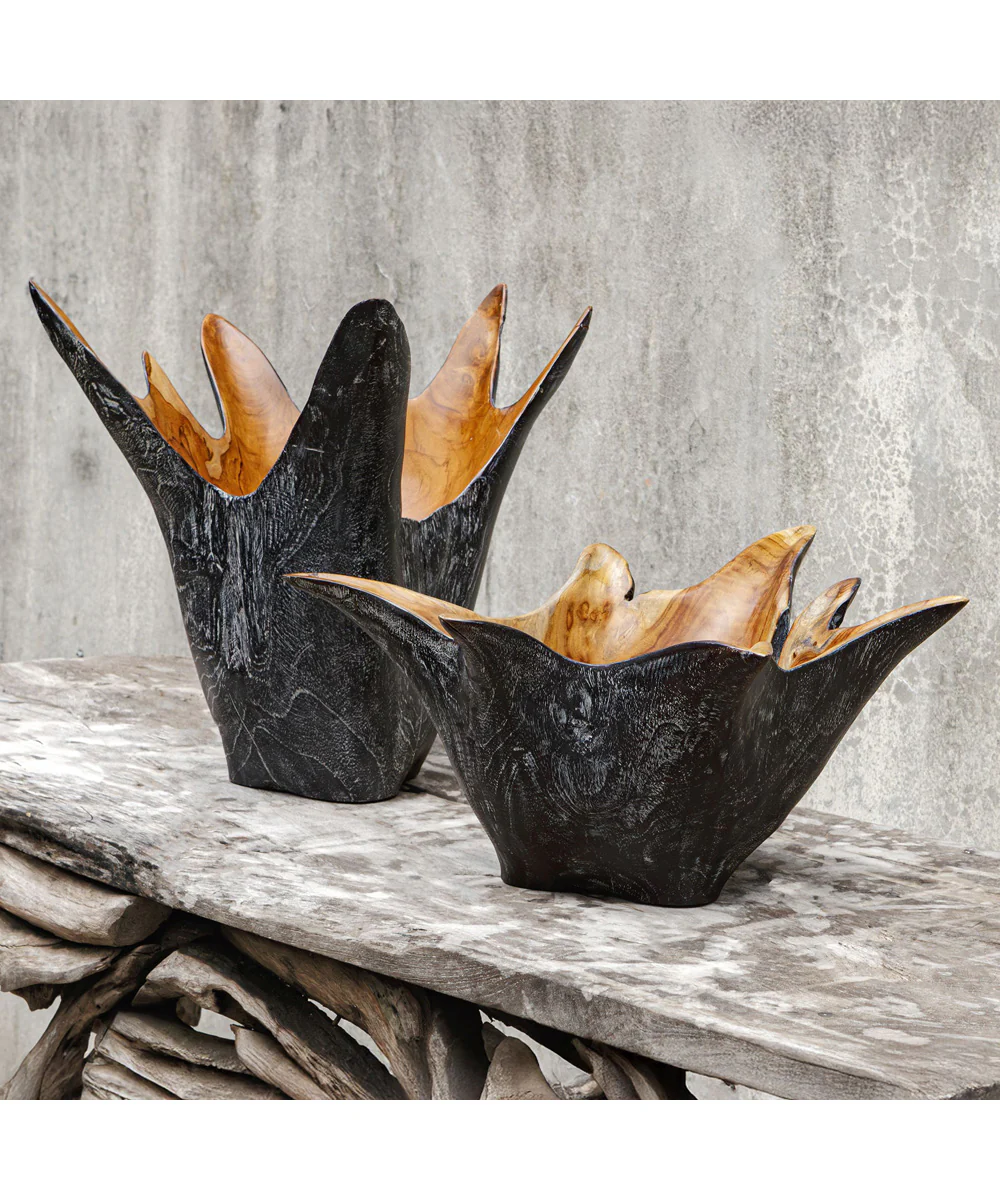 Starpetal Indoor-Outdoor Wooden Bowls Set of 2 - Image 2