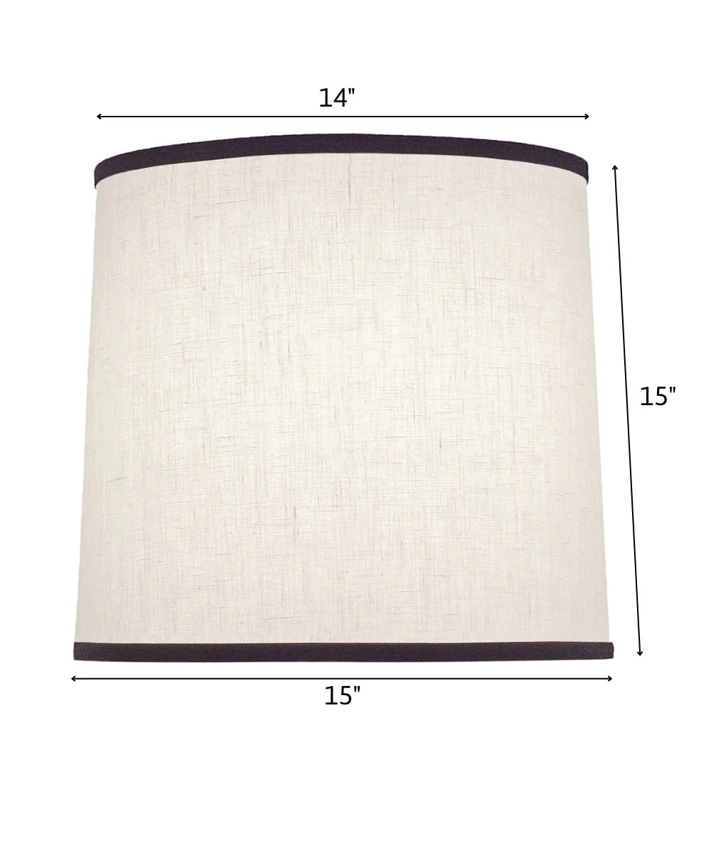 14x15x15 White with Black Trim Aberdeen Deep Drum Hardback Lampshade - Image 3