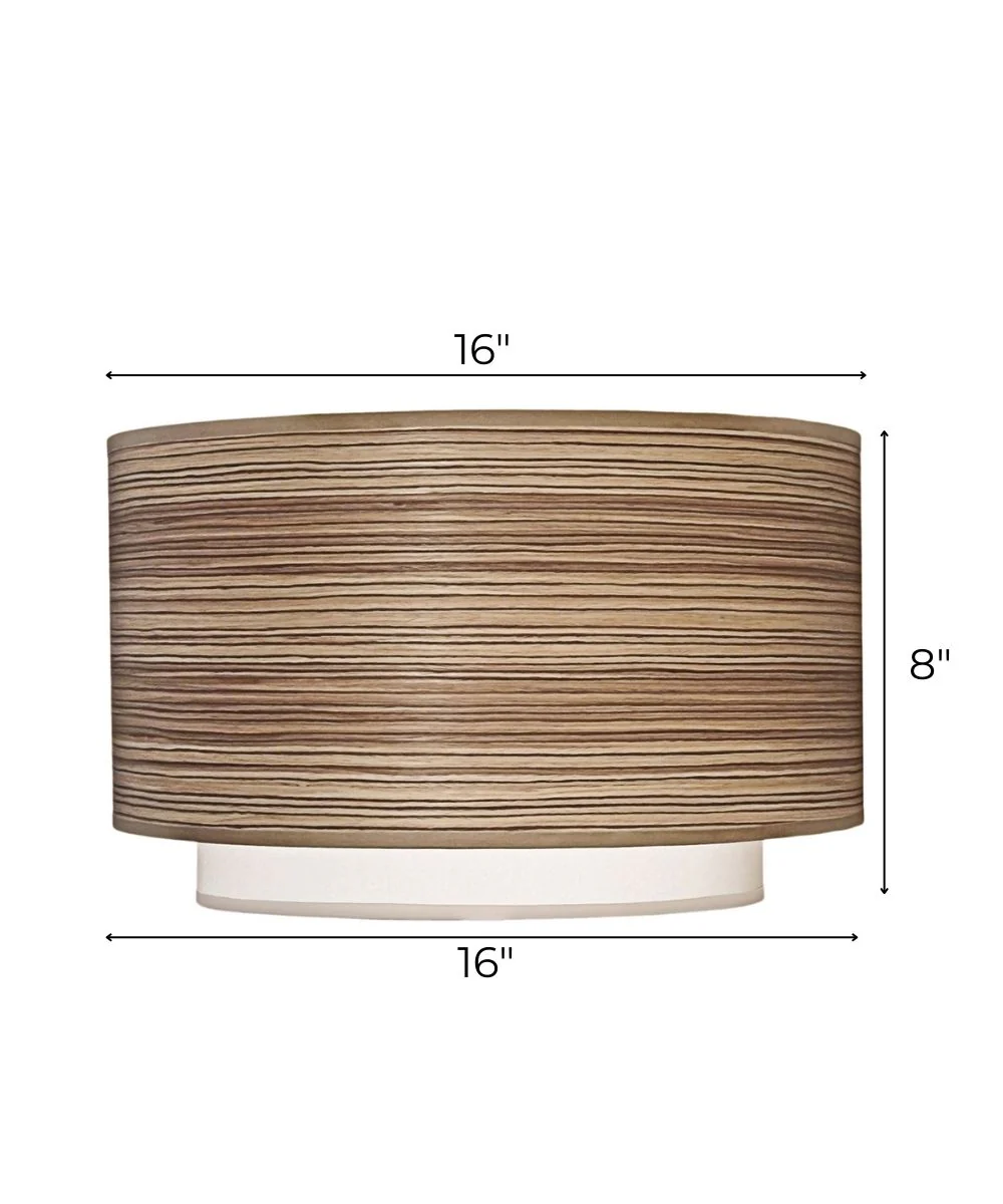 16x16x8 Zebrawood/Off White Camelot Double Drum Hardback Lampshade - Image 3