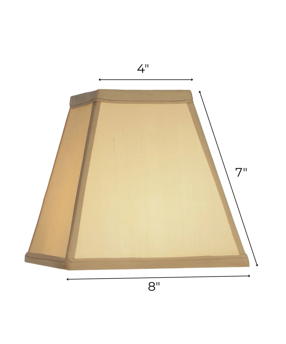 4x8x7 Tan Silk Shantung Tapered Square Hardback Lampshade - Image 3