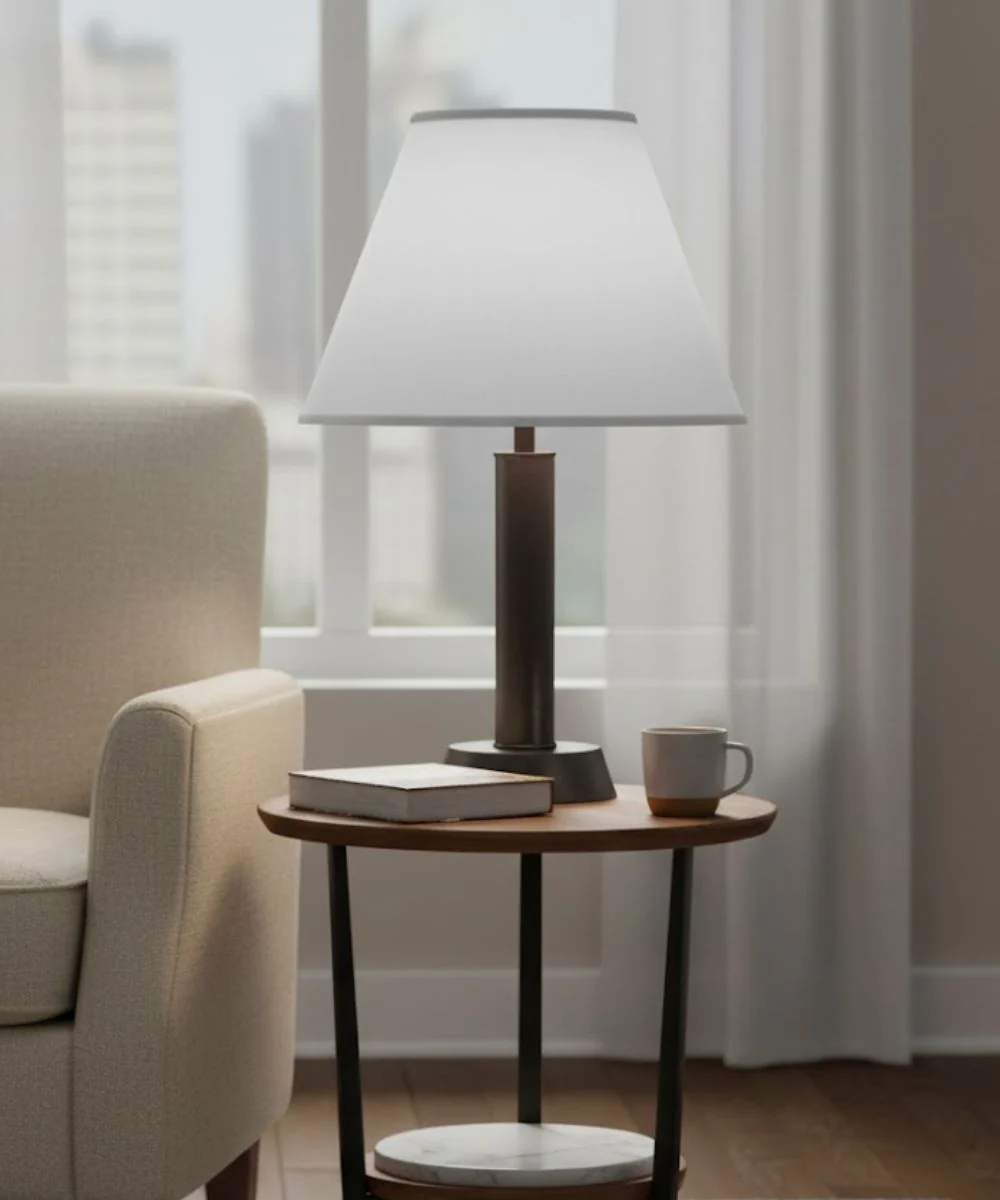9x18x13 White Butcher Linen Empire Hardback Lampshade - Image 2