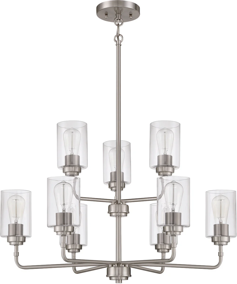 Stowe 9-Light Chandelier Brushed Polished Nickel - Image 4