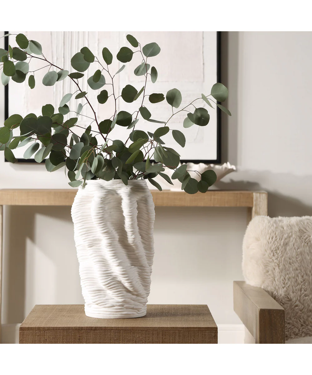 Stratified Matte White Vase - Image 2