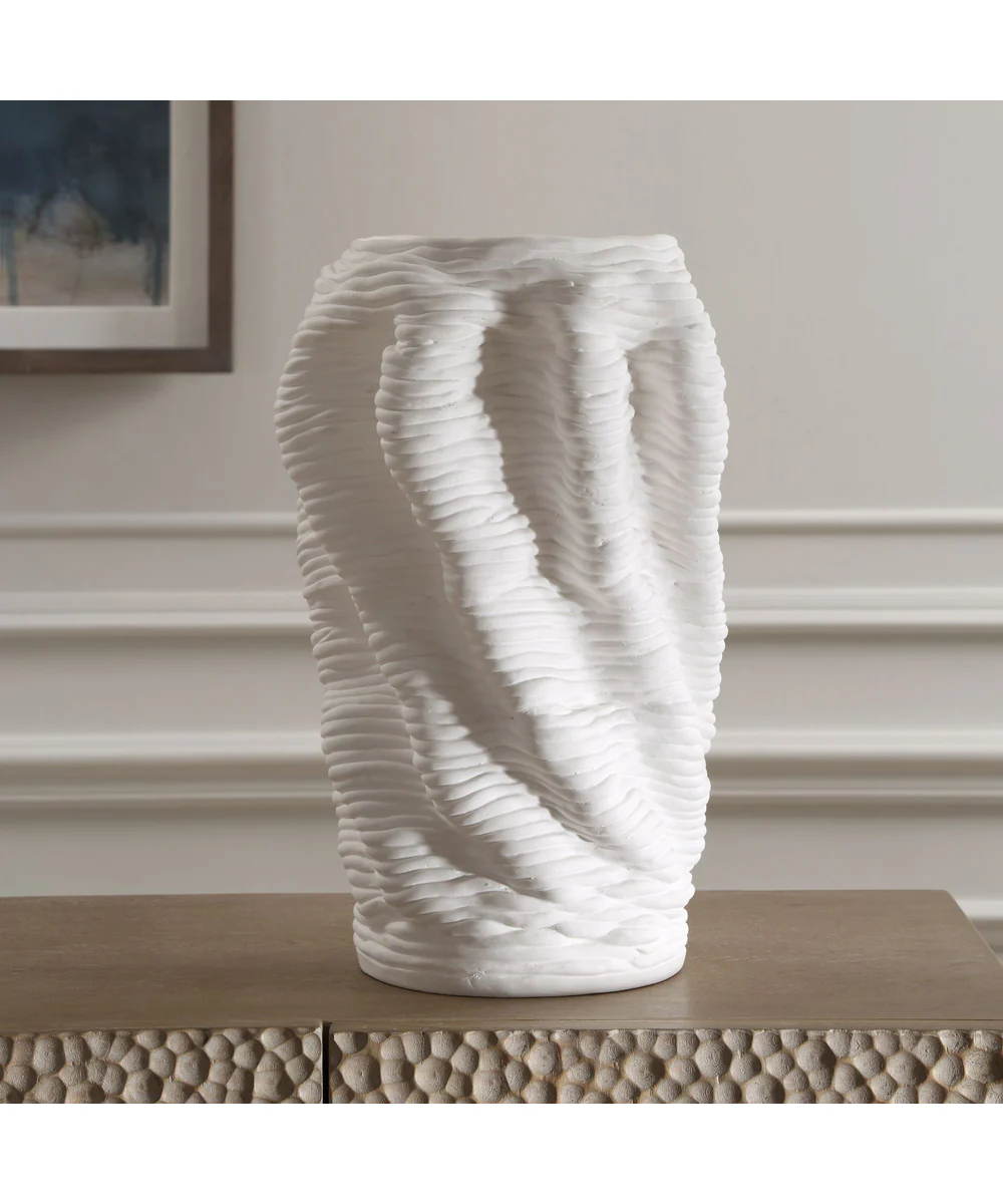 Stratified Matte White Vase - Image 3