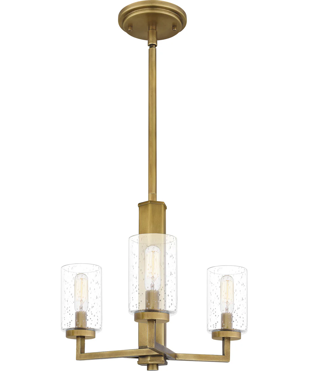 Sunburst 3-light Pendant Weathered Brass