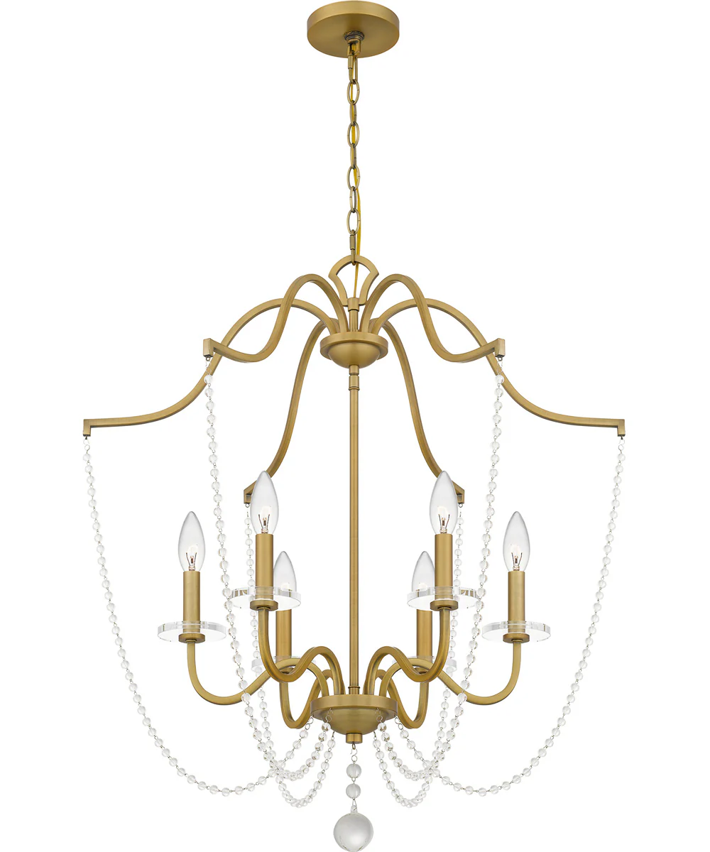 Sunday 6-light Chandelier Aged Brass - Image 4
