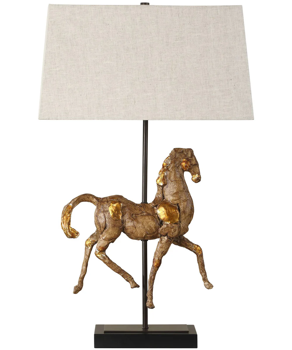 Table Lamp with Black Base and Aged Brown with Gold Accents - Image 5