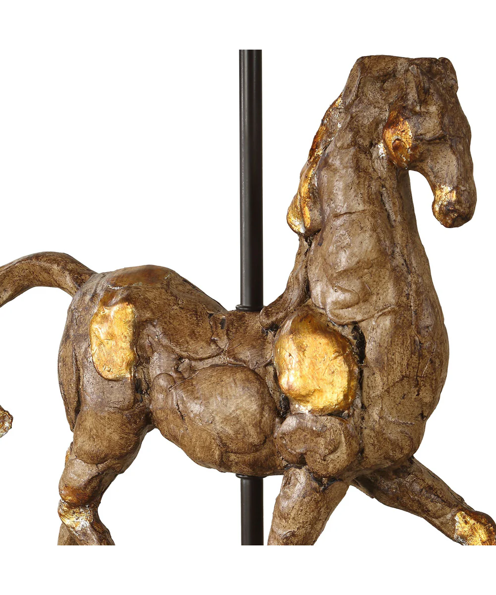 Table Lamp with Black Base and Aged Brown with Gold Accents - Image 7