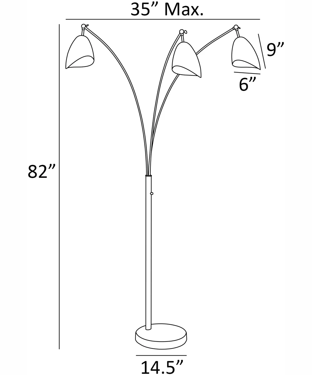 Tanko 1-Light 3-Light Arch Lamp Antique Brass/Black - Image 4