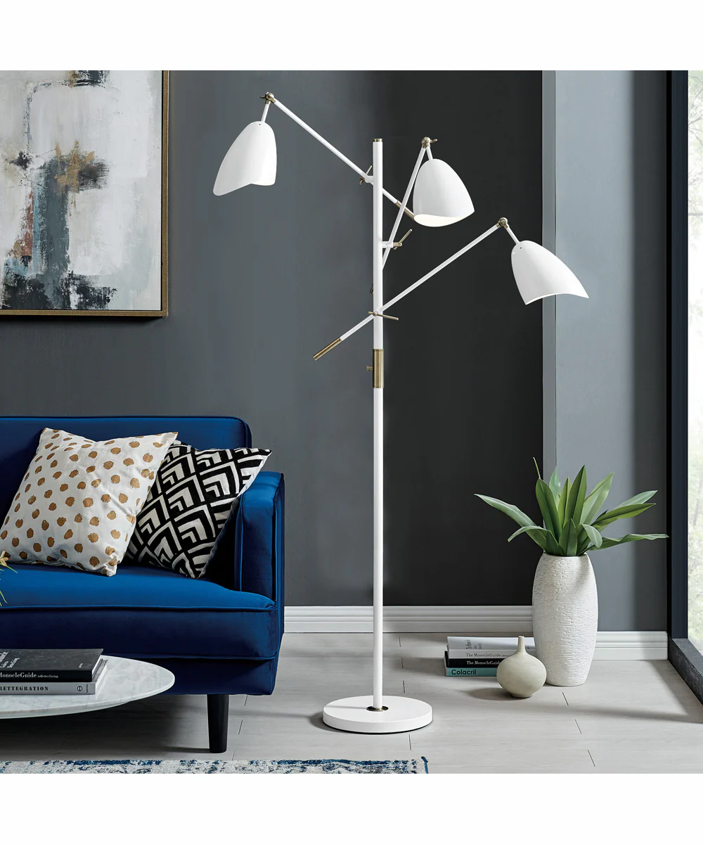 Tanko 1-Light 3-Light Metal Floor Lamp Antique Brass/White - Image 3