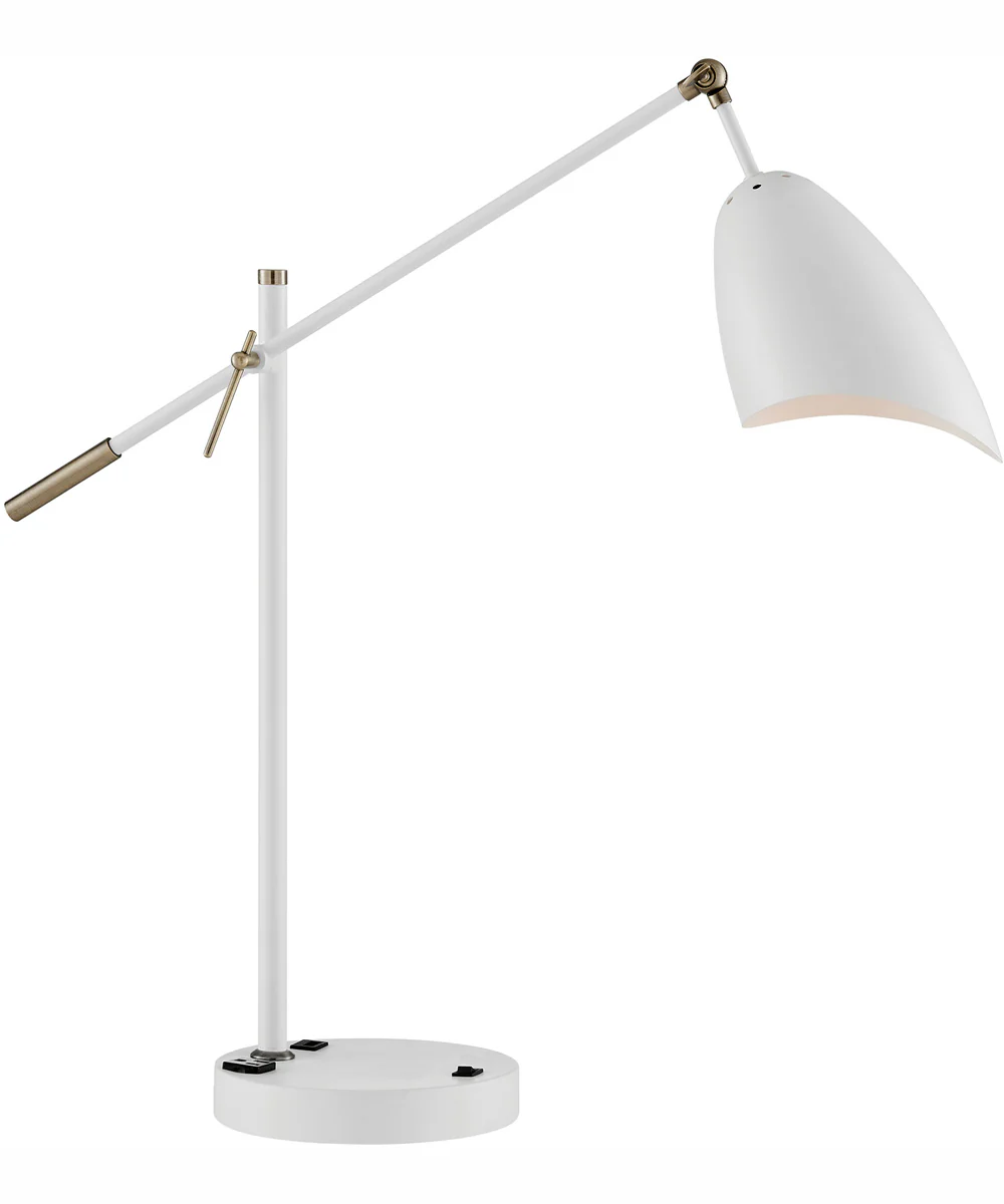 Tanko 1-Light Metal Table Lamp Antique Brass/White With Usb Charging And Outlet