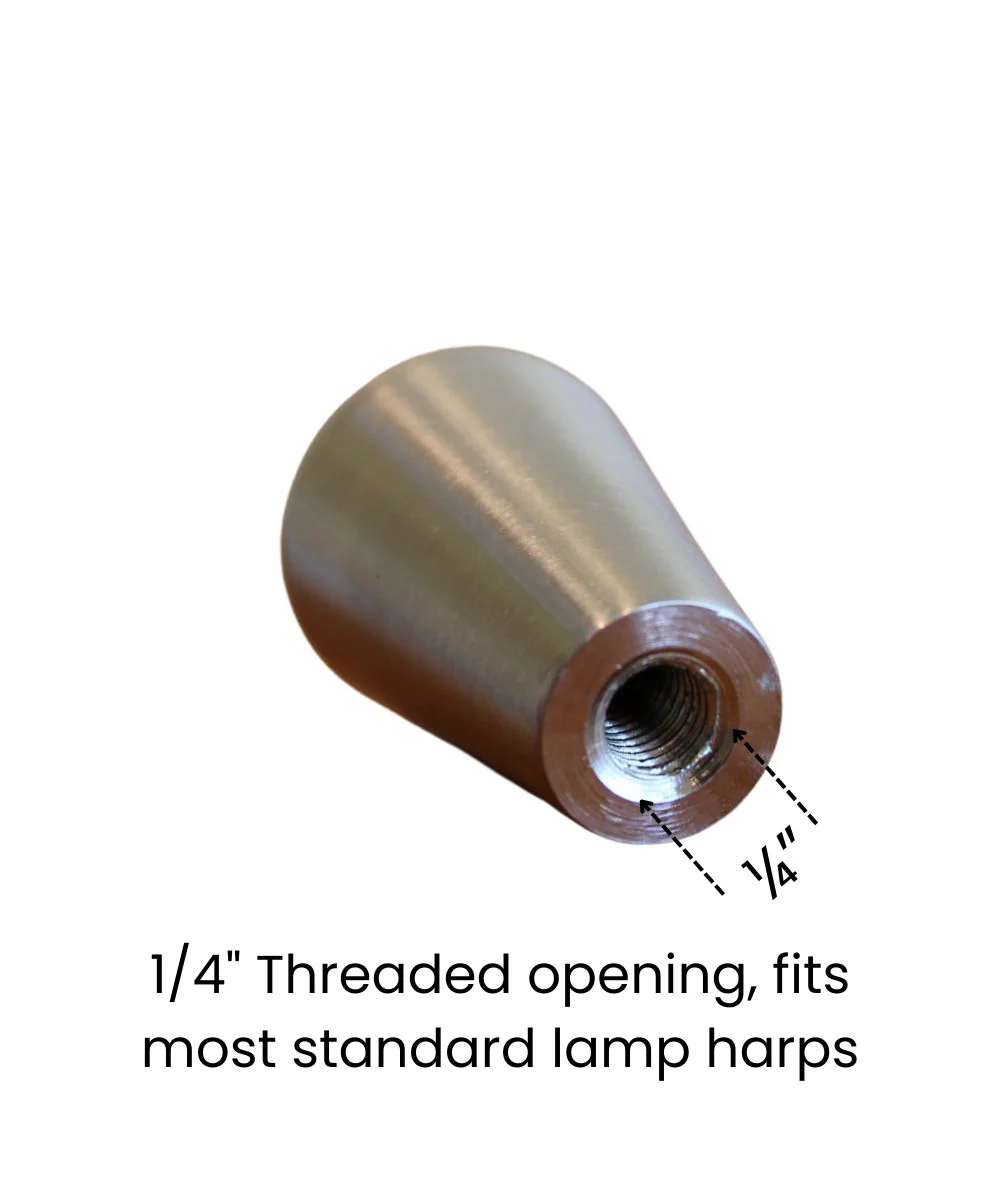 Tapered Cone Modern Lamp Finial Polished Nickel, 1.25"h - Image 3