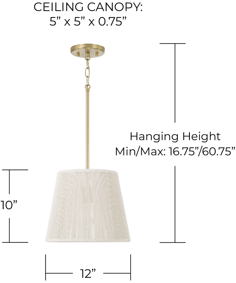 Tara 1-Light Pendant Matte Brass - Image 3