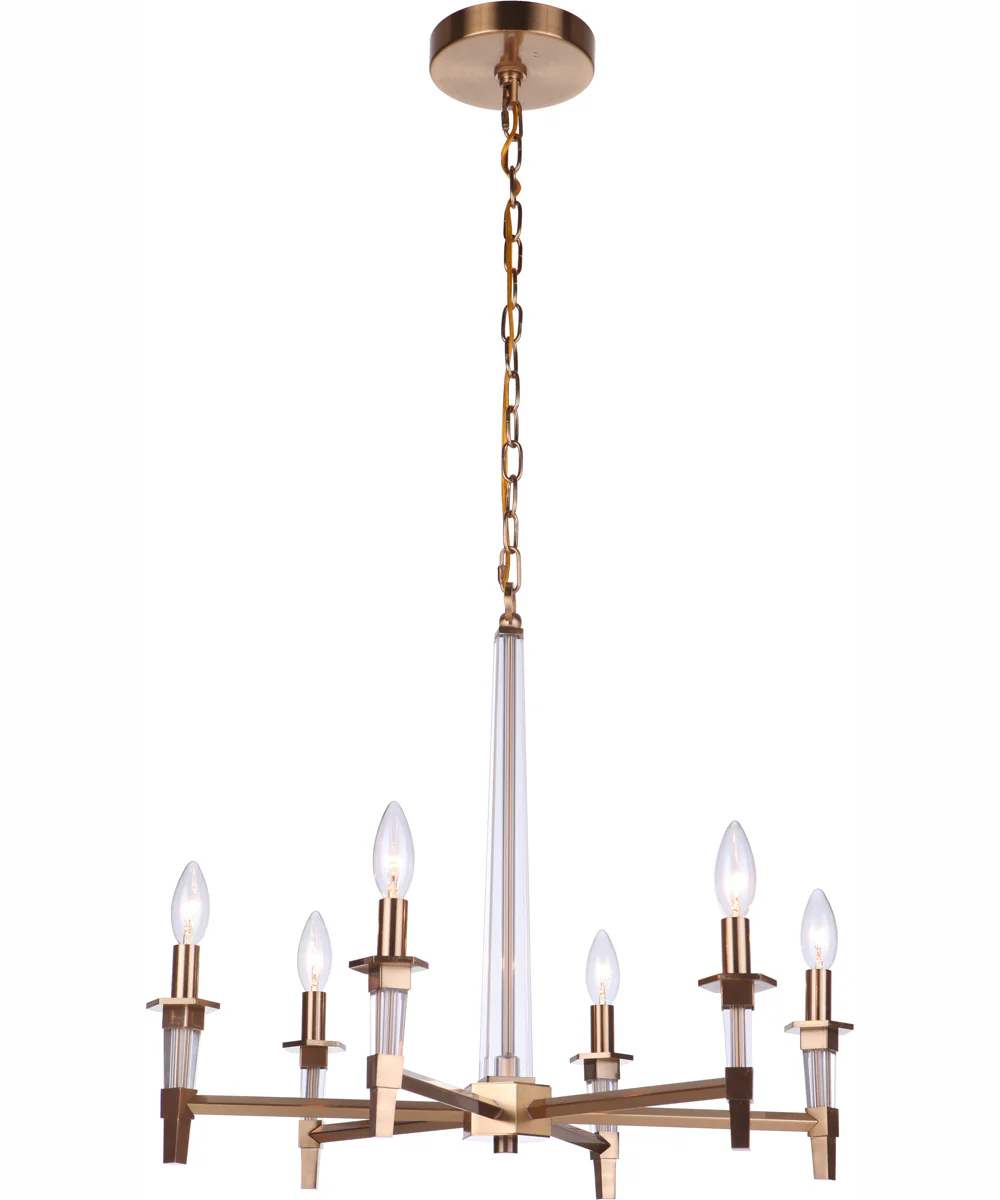 Tarryn 6-Light Chandelier Satin Brass - Image 2