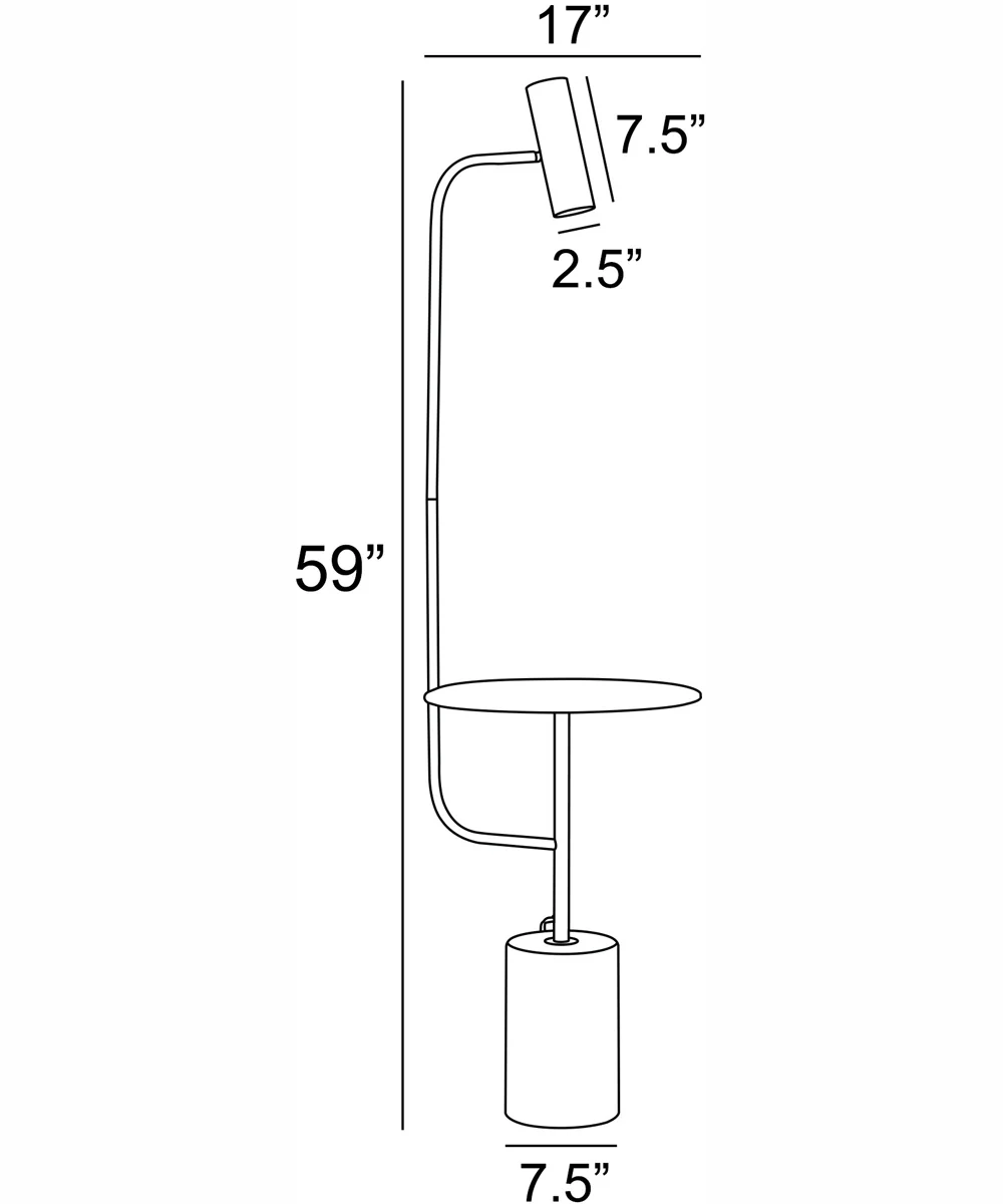 Tatum 1-Light Floor Lamp With Table Antique Brass/Black/Black Marble - Image 4