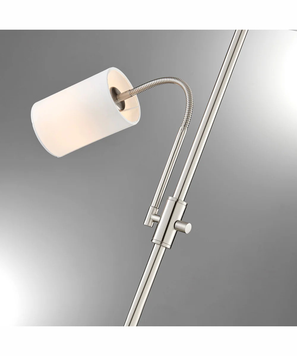 Tayvon 1-Light Floor/Reading Combo Lamp Brushed Nickel/White Fabric Shade - Image 2